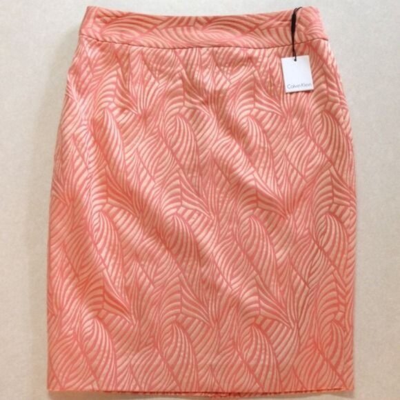 NWT CALVIN KLEIN Women's Jacquard Pencil Skirt 16W 16 Plus Size Pink Coquette - Picture 1 of 6